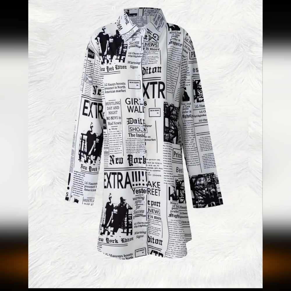 NIP Edgy , Designer, Spill The Tea , News Paper Print Dress - Picture 9 of 14